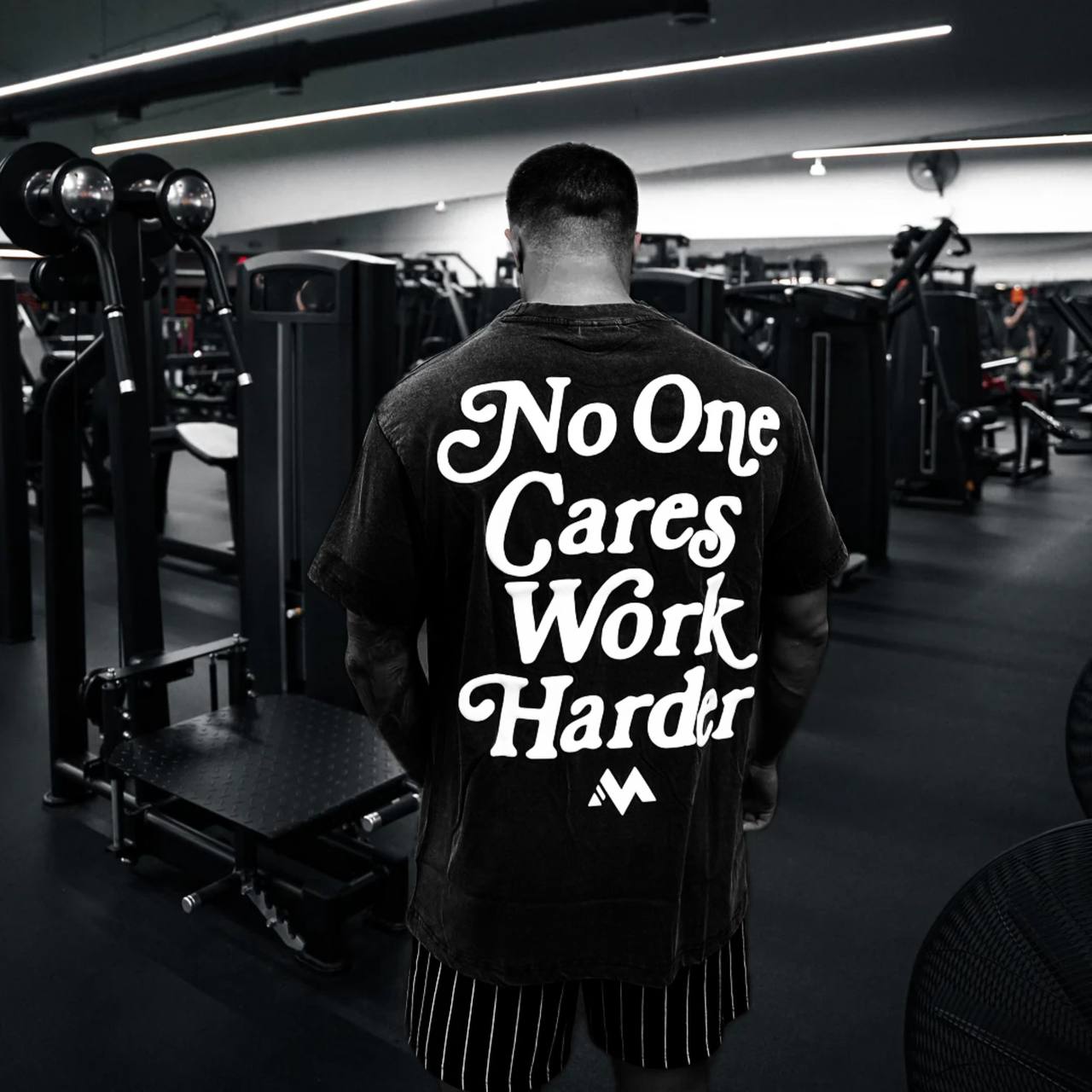 'NO ONE CARES WORK HARDER' TEE - JET BLACK