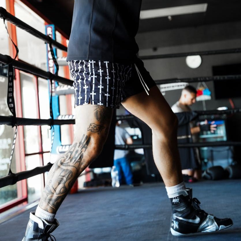 CROSS MESH SHORTS BLACK